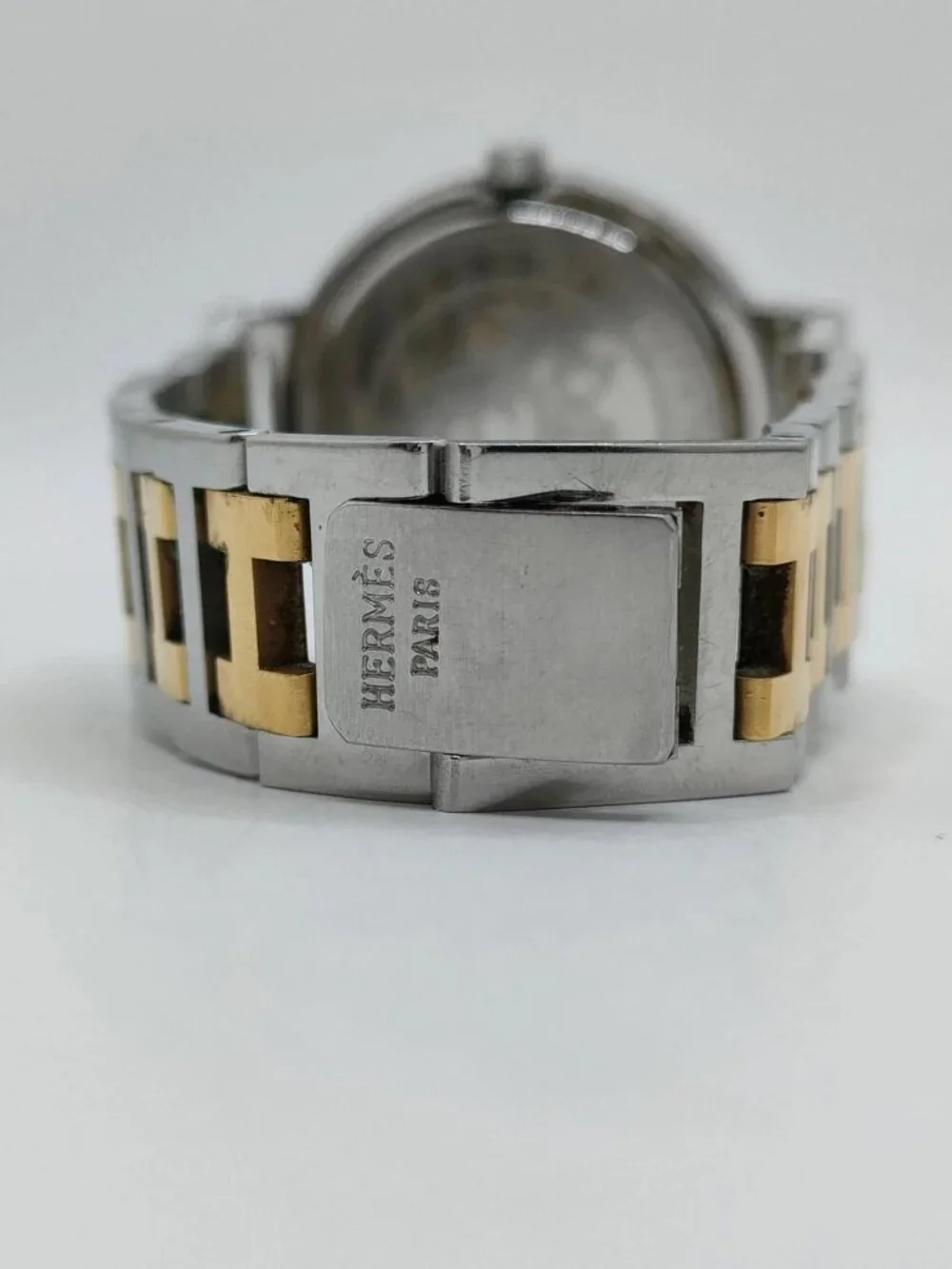Authentic Vintage Hermes Clipper Two Tone Stainless Steel Quartz Watch